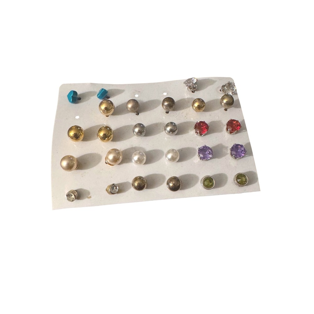 Assorted Stud Earring‎ Set 15 Pairs Gold Silver Tone Pearl Crystal Multi-Pack